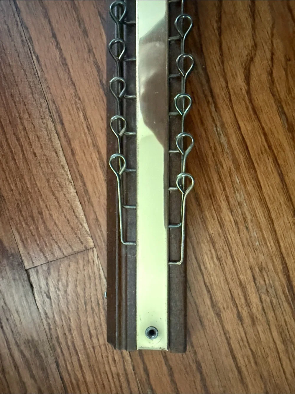 Vintage Wood & Brass Tie Scarf Belt Holder Rack Organizer Holds 24